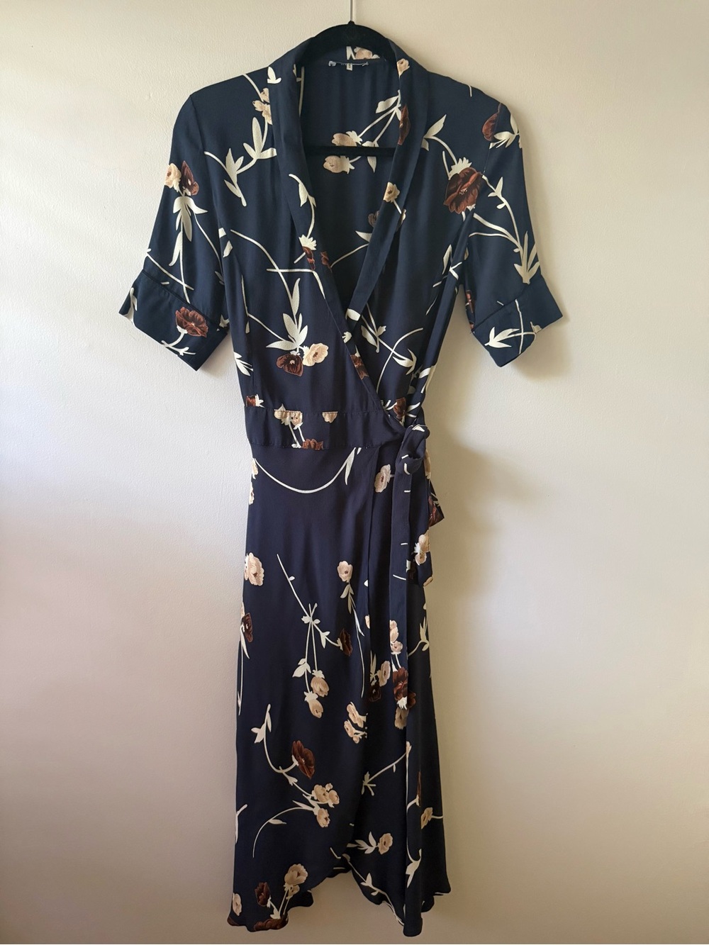 Ganni Dalton Crepe Midi Wrap Dress, size 34 (US 2)